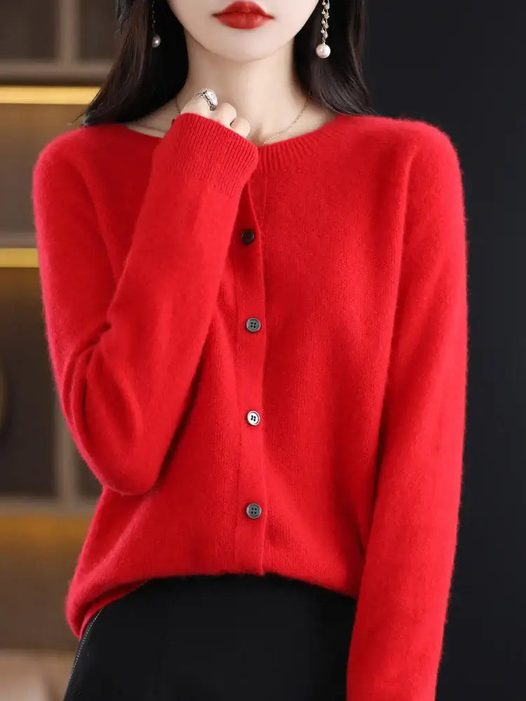 Women Merino Wool Cashmere Cardigan