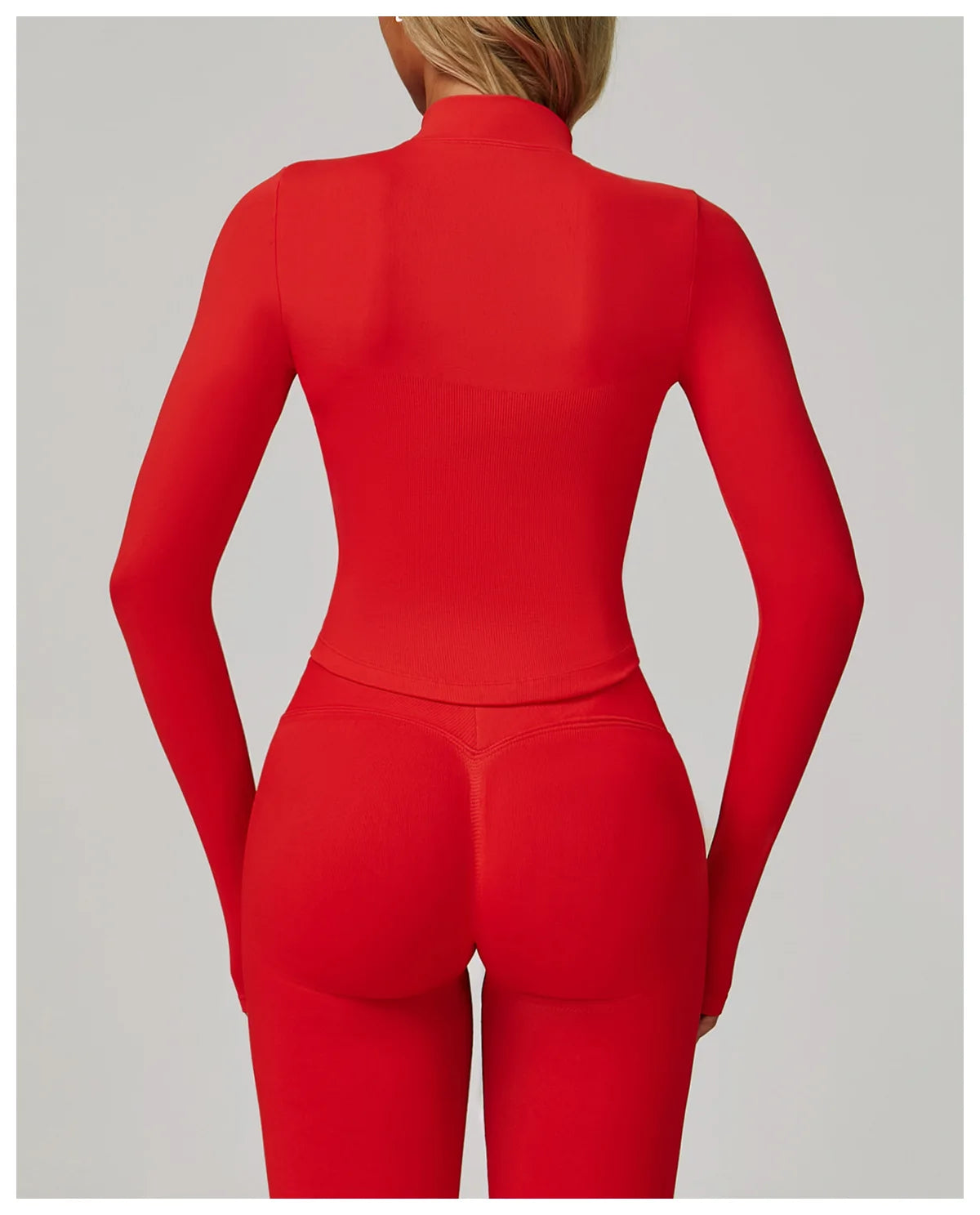 Ribbed Women's Yoga Jacket – Long Sleeve Standing Collar Fitness Top