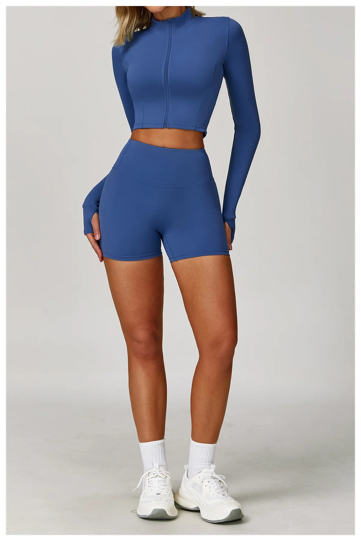 Women's Sexy Zip Long Sleeve Yoga Jacket – Workout Running Cycling Top