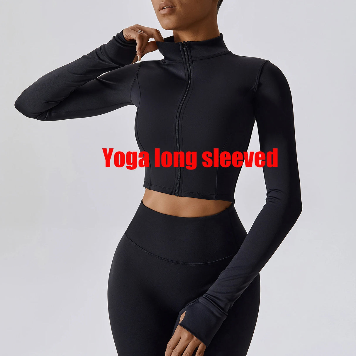 Women's Sexy Zip Long Sleeve Yoga Jacket – Workout Running Cycling Top