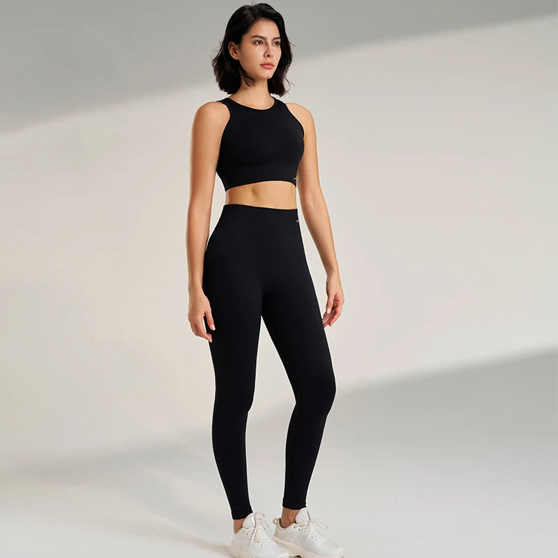 Women High Waist Leggings & Top Set