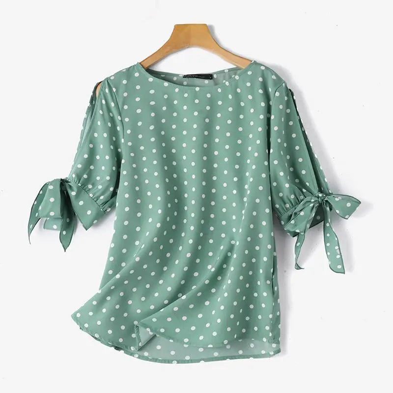 Women Polka Dot Oversize Tunic Top