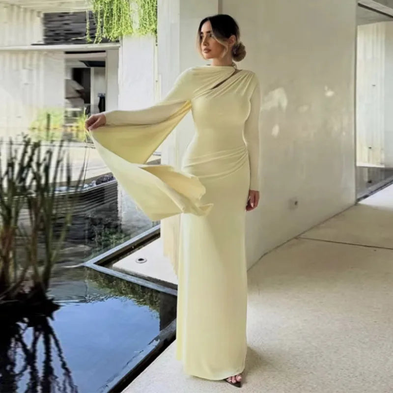 Women Pleated Ribbon Long Dress