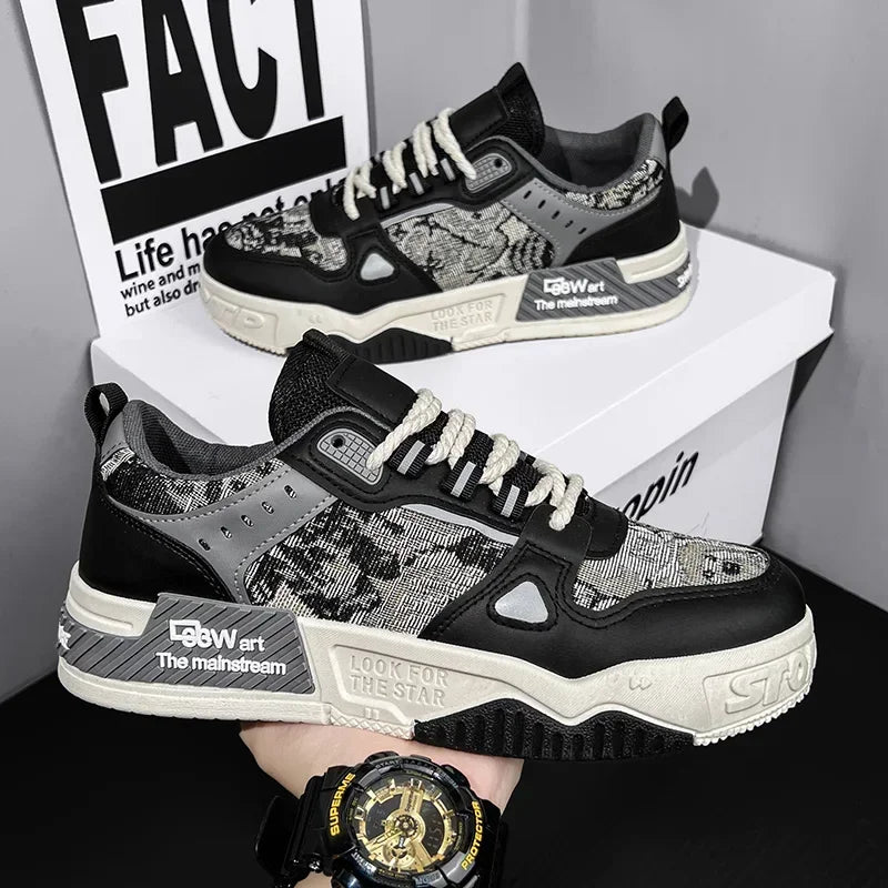 Men Breathable White Skateboard Sneakers