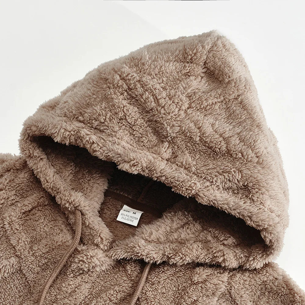 Men Velvet Hooded Pullover Sweater