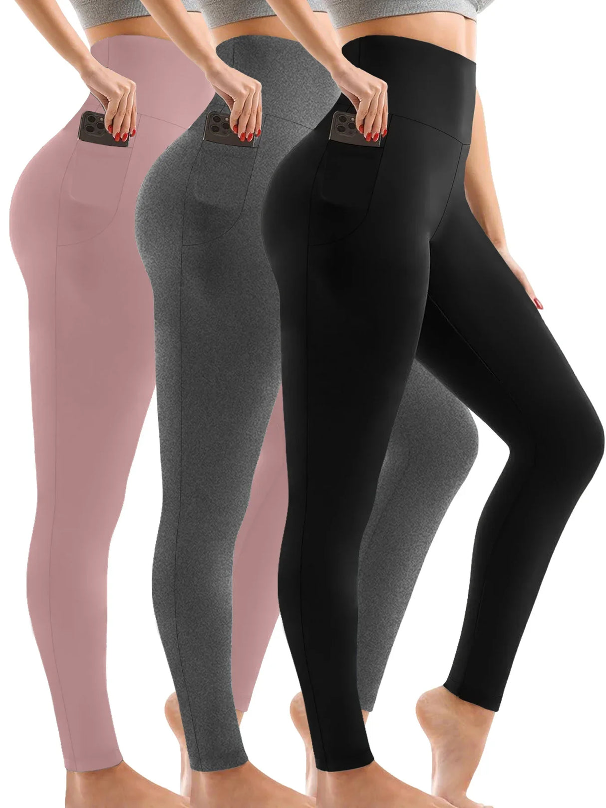 3-Pack Super Soft Women's Yoga Leggings – High Waisted Tummy Control Pants