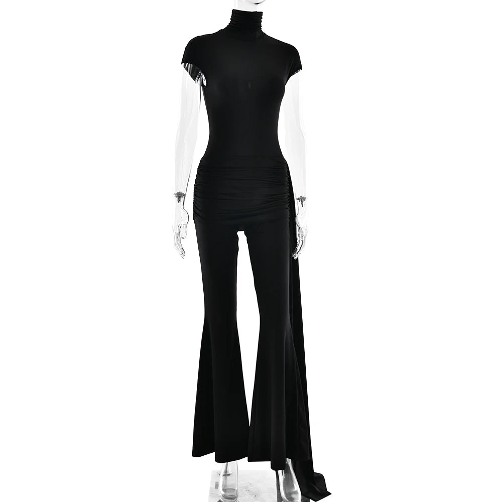 AzureMuse™ – Blue Turtleneck Party Jumpsuit (Classy, Cozy & Sleek)