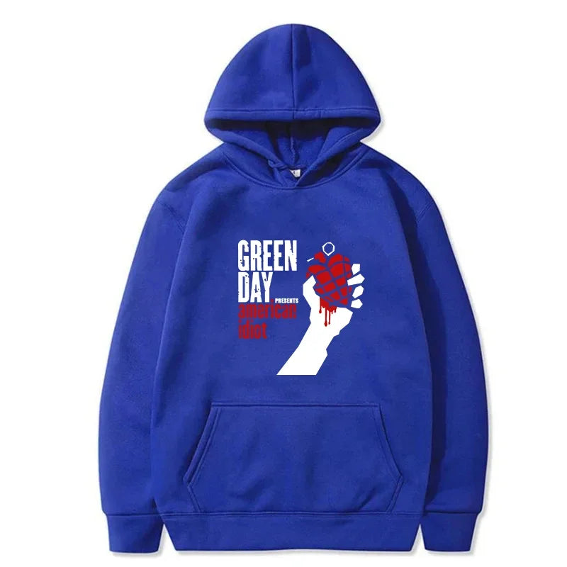 Green Day Printed Pullover Hoodie