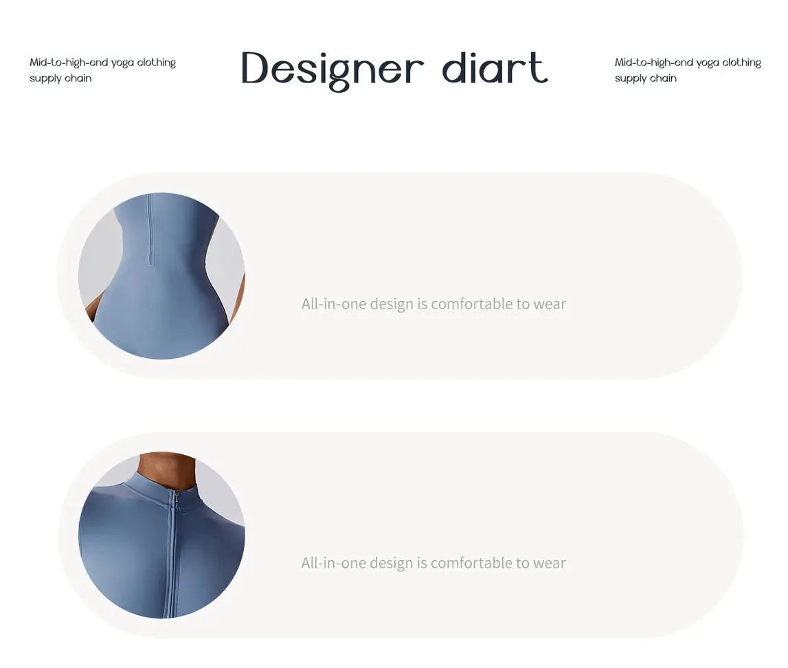 Women Summer Zipper Yoga Jumpsuit