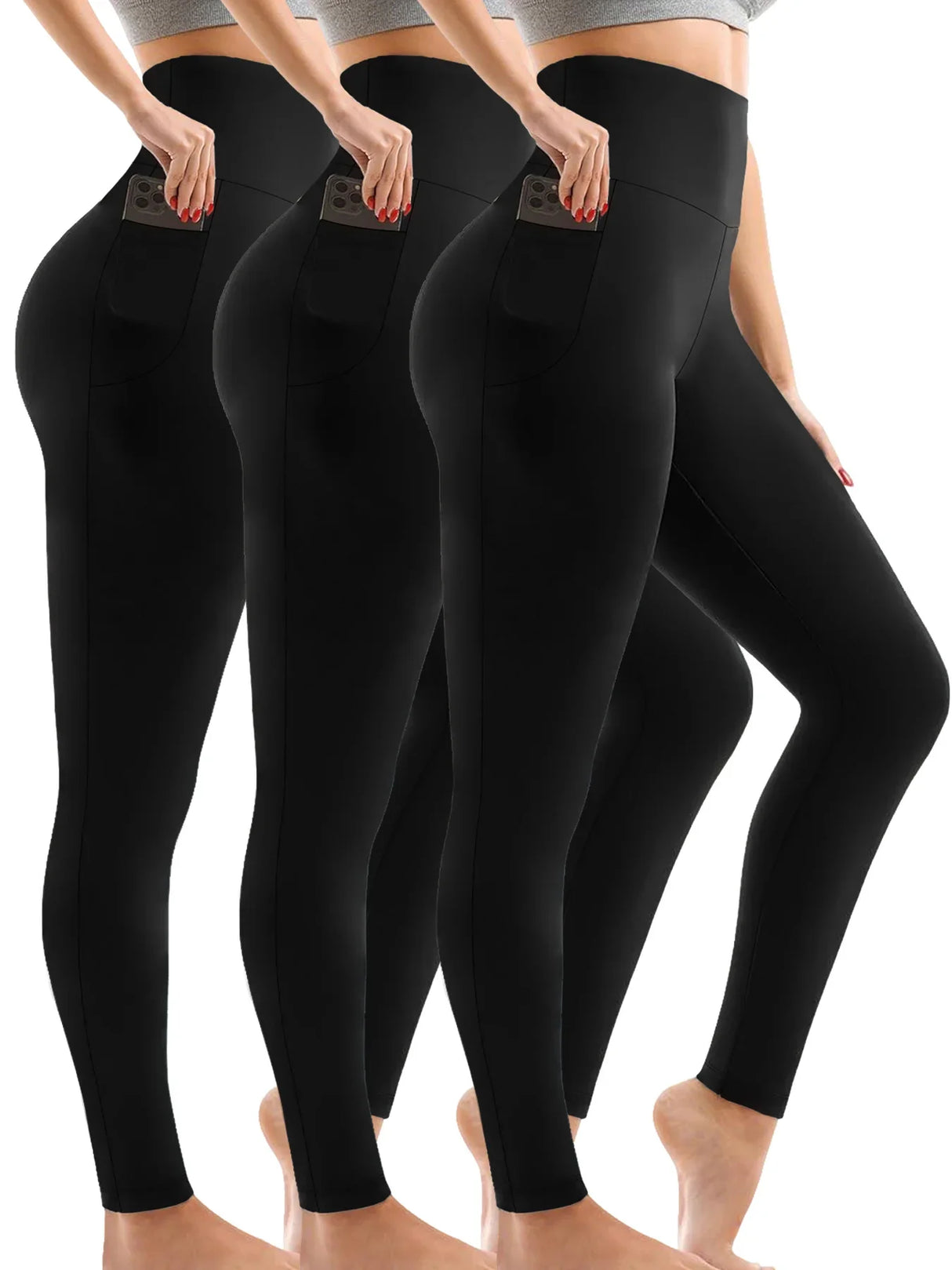 3-Pack Super Soft Women's Yoga Leggings – High Waisted Tummy Control Pants