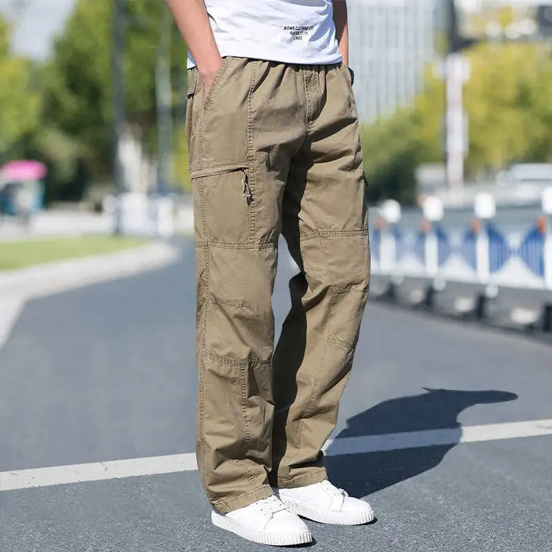 Men's Plus Size Cargo Pants – Black Cotton Joggers