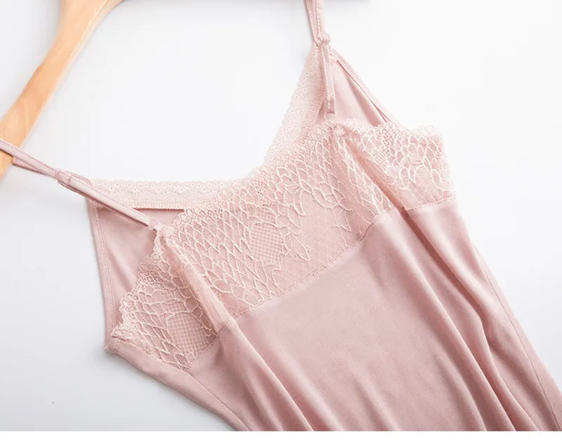 LuxeLace™ Silk camisole tank top in soft pink with lace detailing, sleeveless and v-neck design for women's comfortable wear.