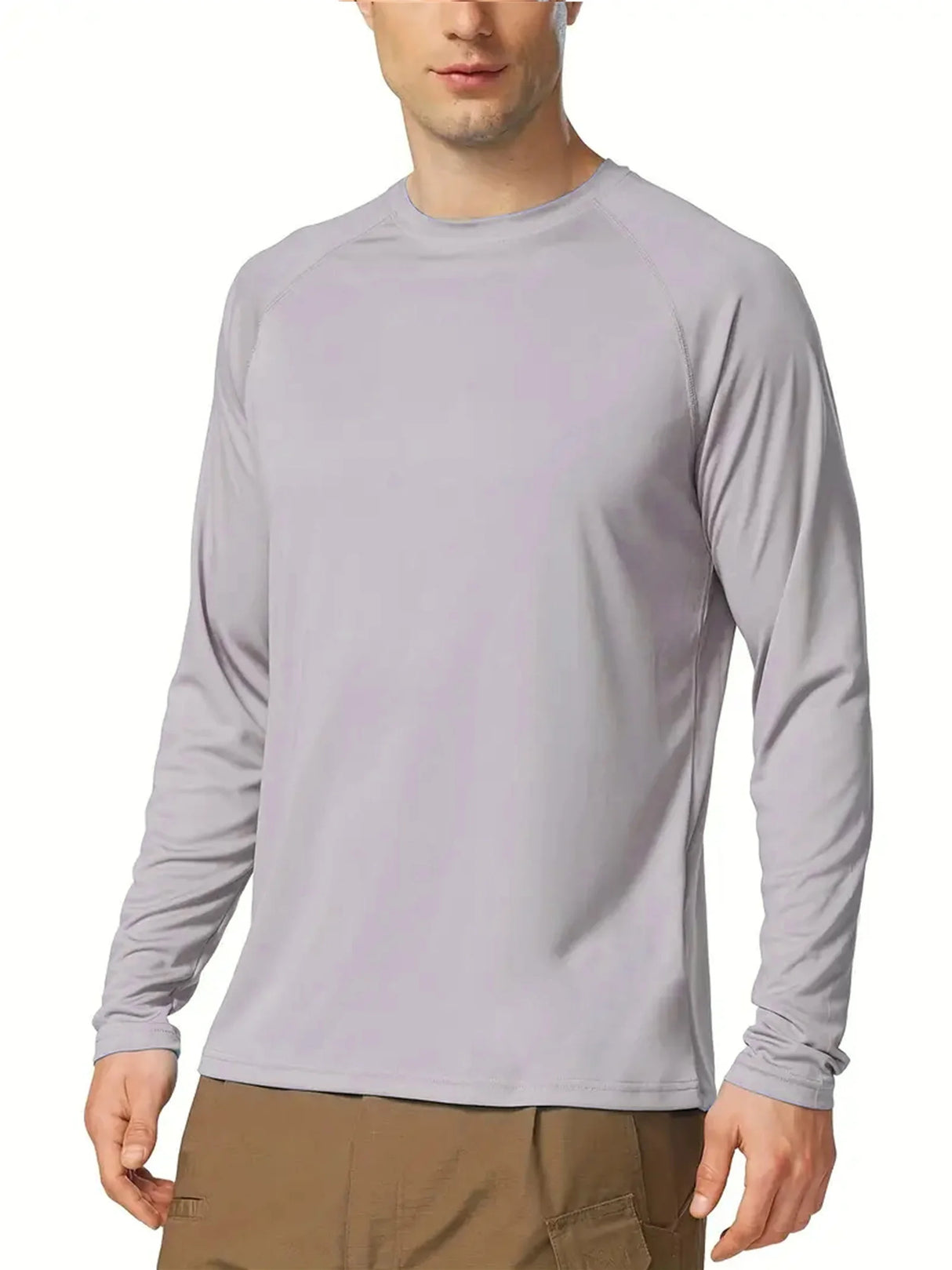 Men's Plus Size Solid Long Sleeve T-Shirt – UV Protection