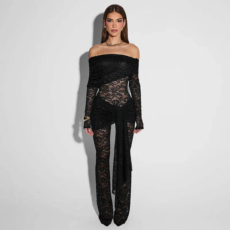 LaceReign™ – See-Through Party Jumpsuit (Seductive, Sheer & Chic)