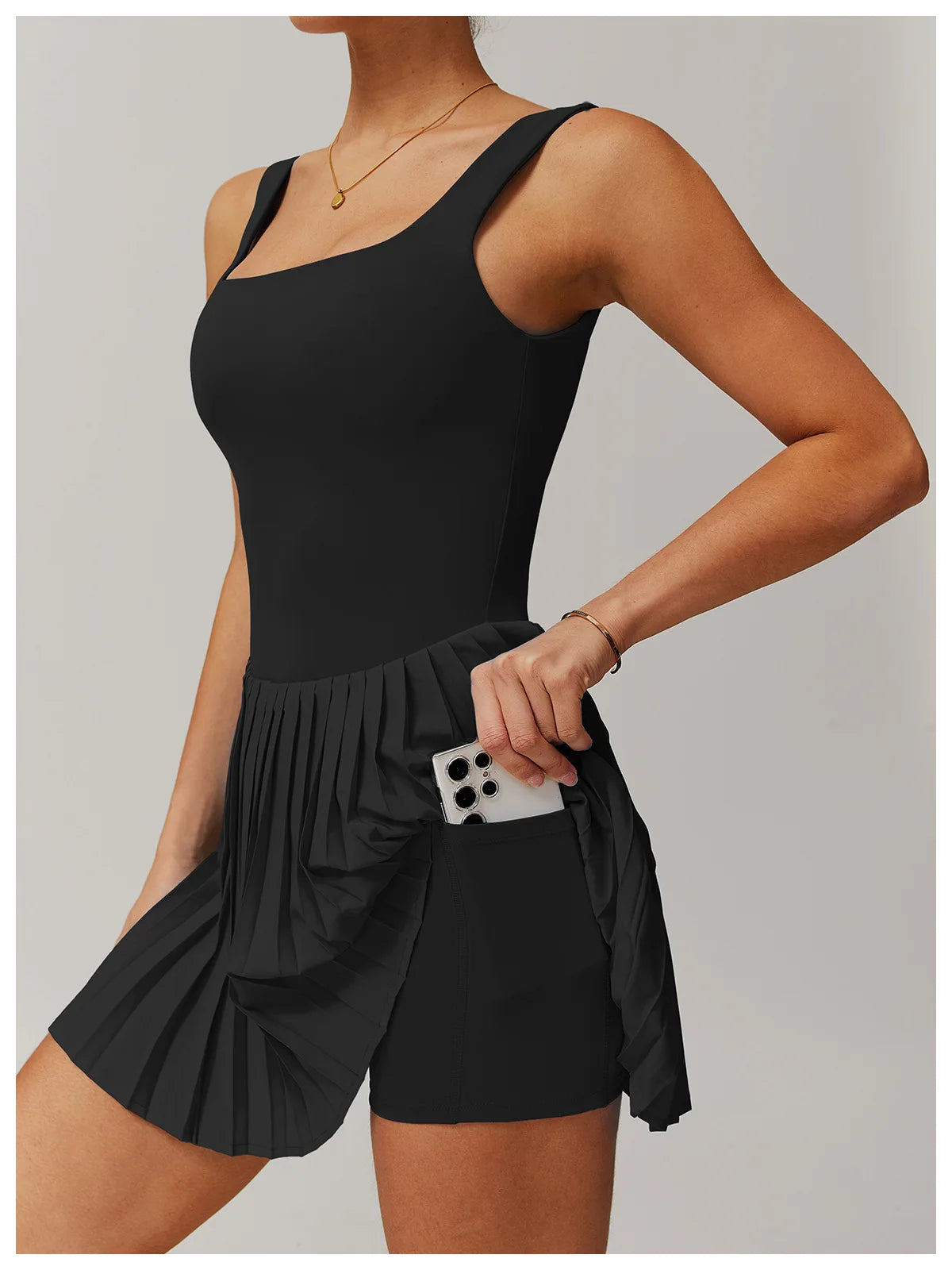 Women Pocket Pleated Sports Jumpsuit