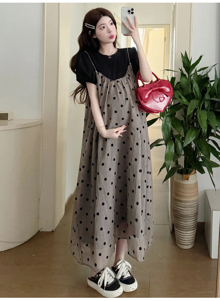 Summer Maternity Two-Piece Skirt Set