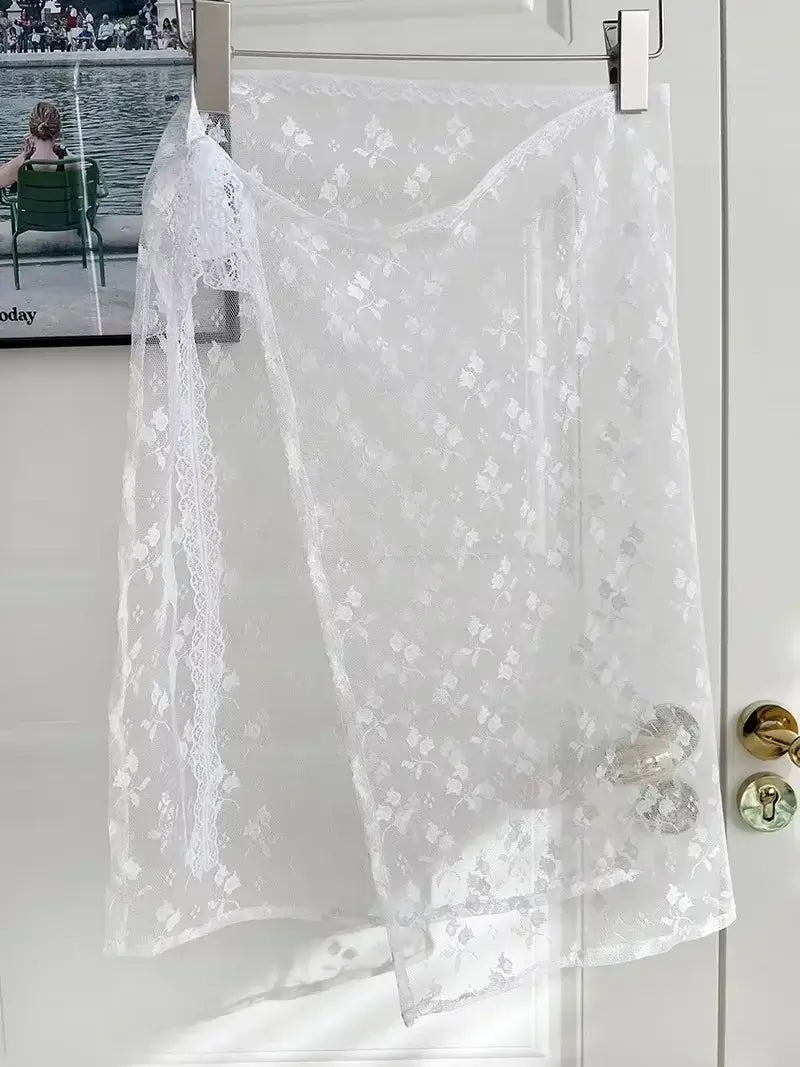 Women Vintage Lace Tulle Bandage Skirt