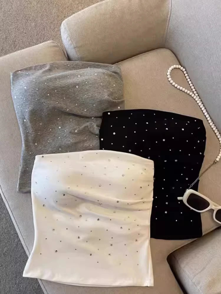 Sparkling Rhinestone Backless Camisole Tank Top