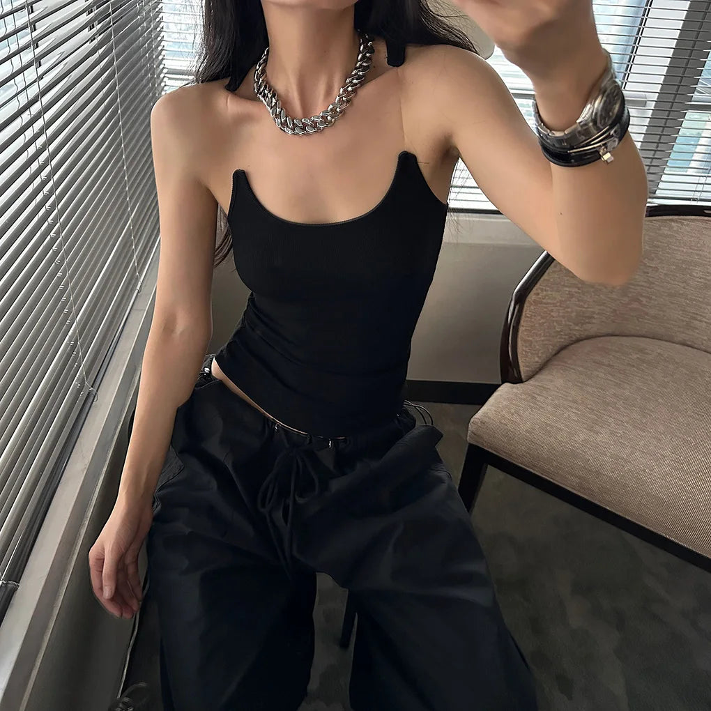 Women Ribbed Strap Tank Top