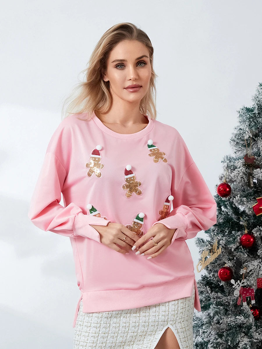 Women's Santa Claus Sequin Sweatshirt