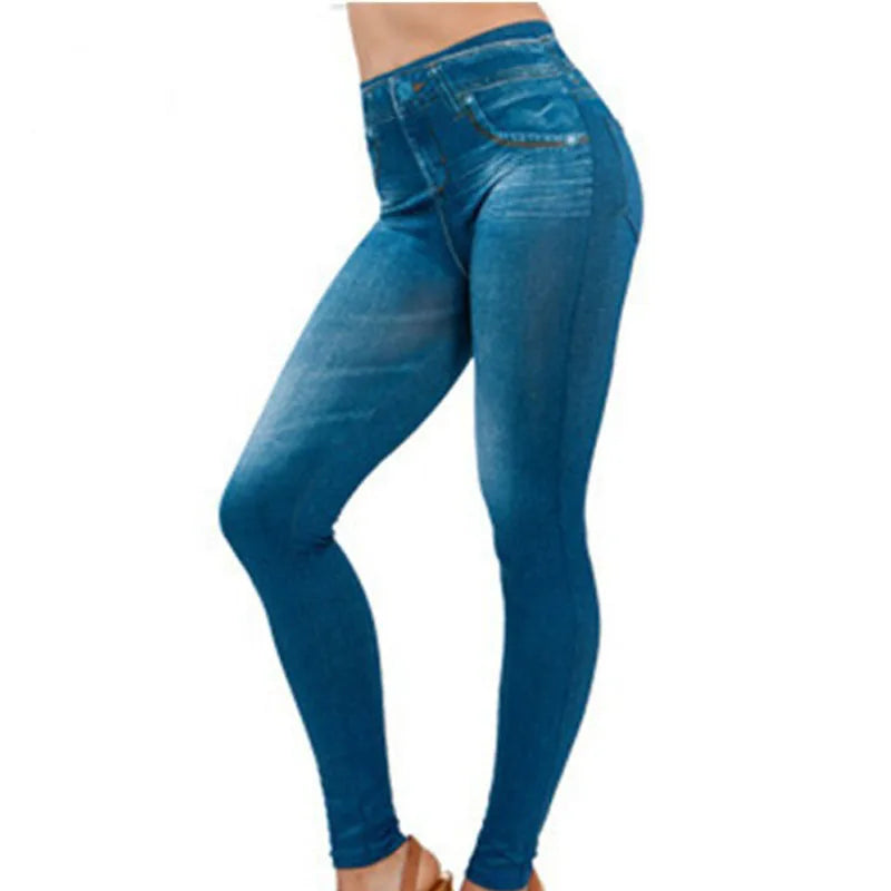 Women Denim Print Stretch Leggings