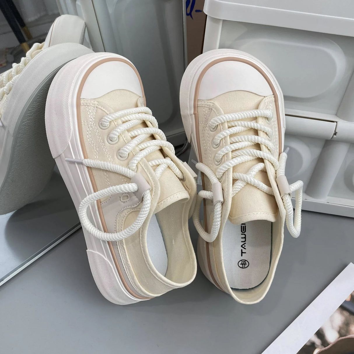 Women Canvas Sneakers Non Slip Lace Up Flats