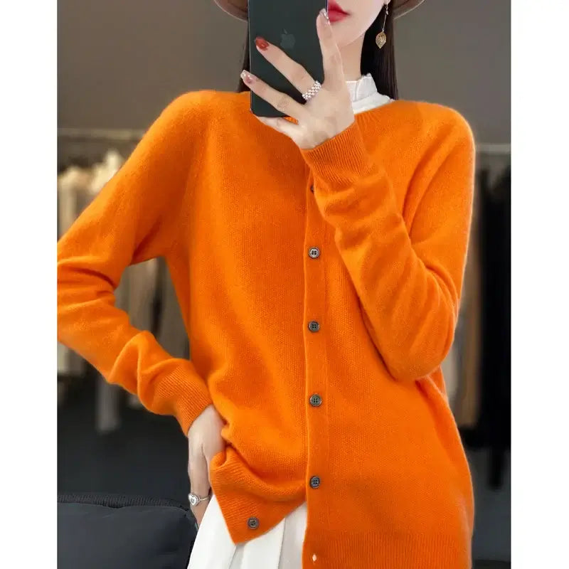 Women Merino Wool Cashmere Cardigan