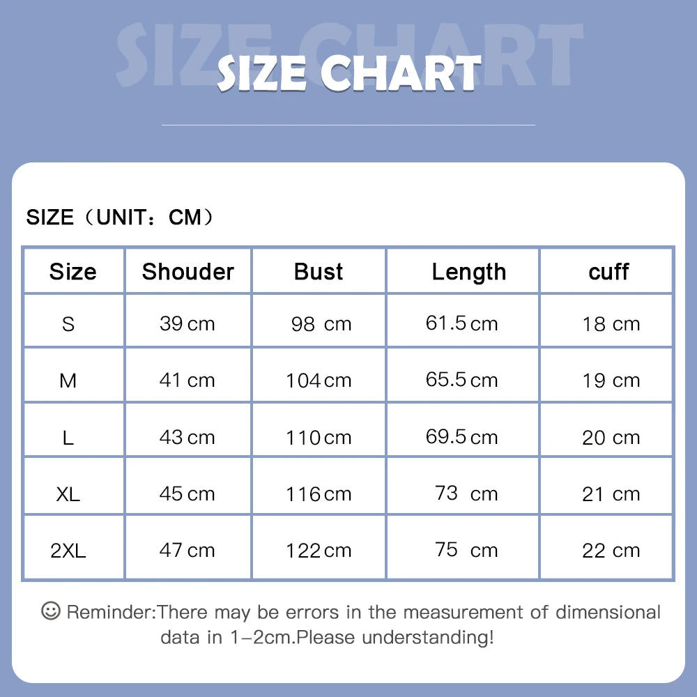 Size chart for pediatric nursing uniform, including shoulder, bust, length, and cuff measurements in centimeters.