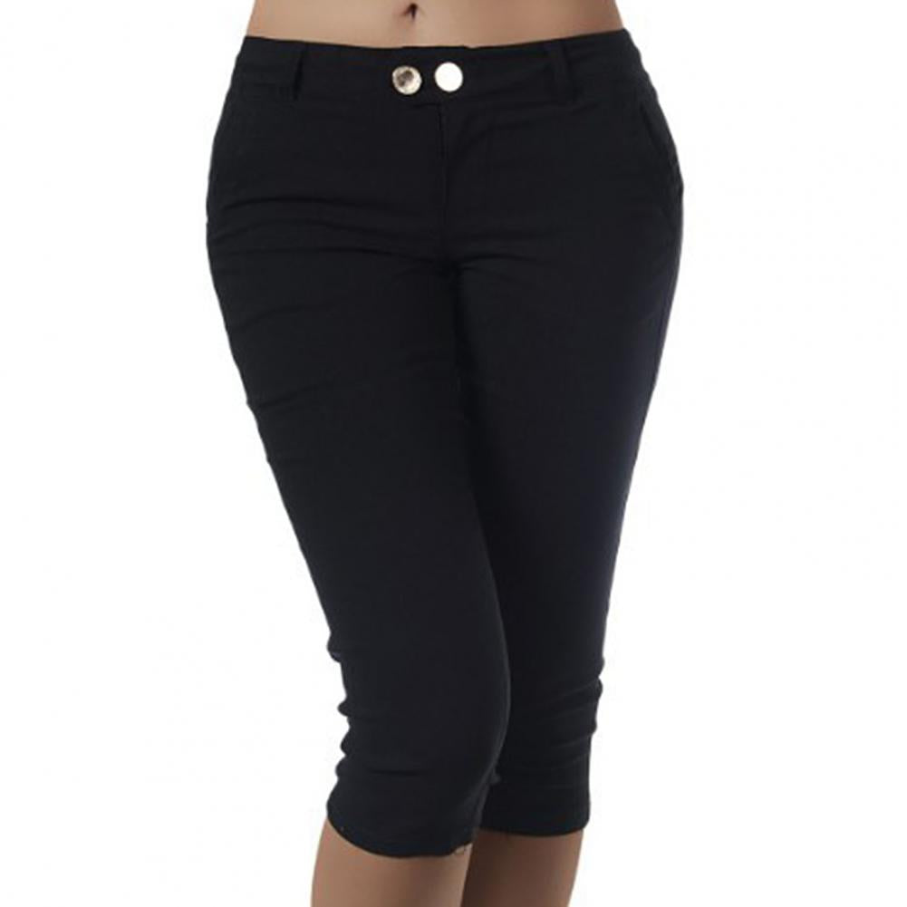 Women Mid Waist Slim Fit Capri Leggings
