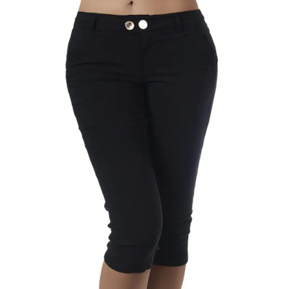 Women Mid Waist Slim Fit Capri Leggings