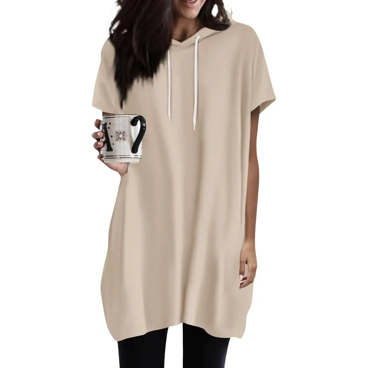 Women Oversized Short Sleeve Hoodie