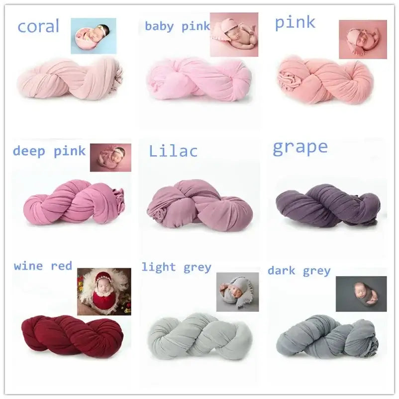 Colorful variety of soft polyester baby blanket backdrops for photo shoots, featuring coral, pink, lilac, and more.