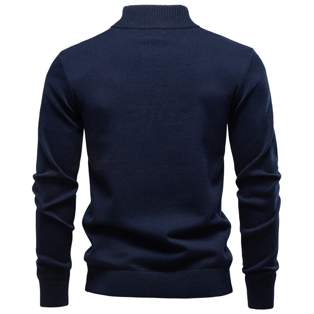 Men's Striped Cotton Turtleneck Sweater