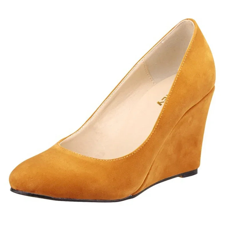 Classic Pointed Wedge Pumps – Black Faux Suede 2025