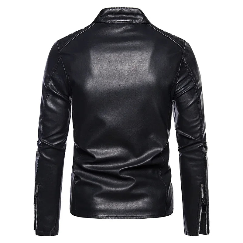 Men Faux Leather Motorcycle Jacket