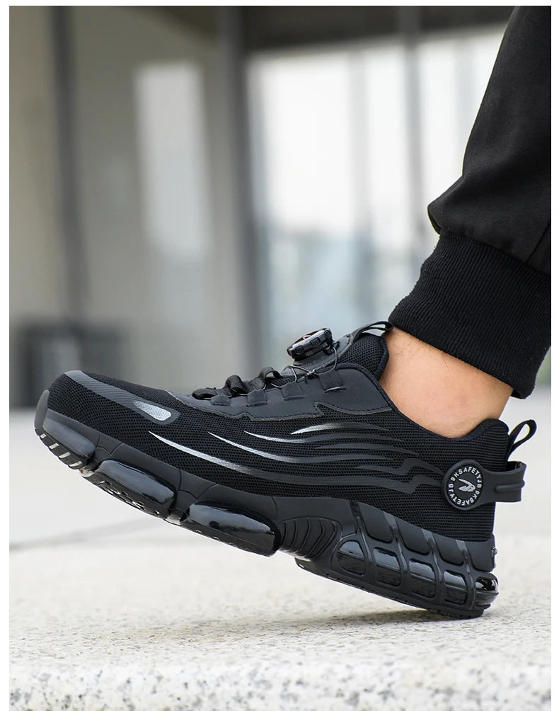 Men Rotating Button Steel Toe Safety Shoes