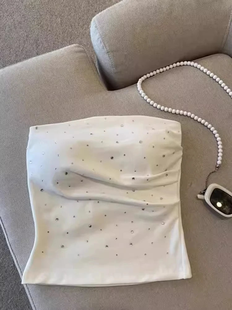 Sparkling Rhinestone Backless Camisole Tank Top