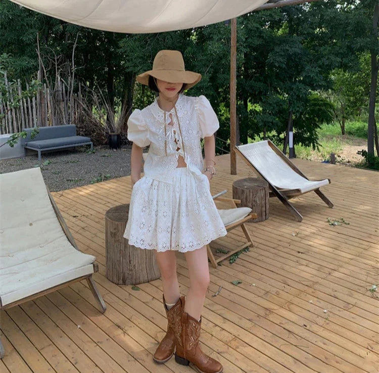 Women Mid Calf Boots Rose Embroidery Leather