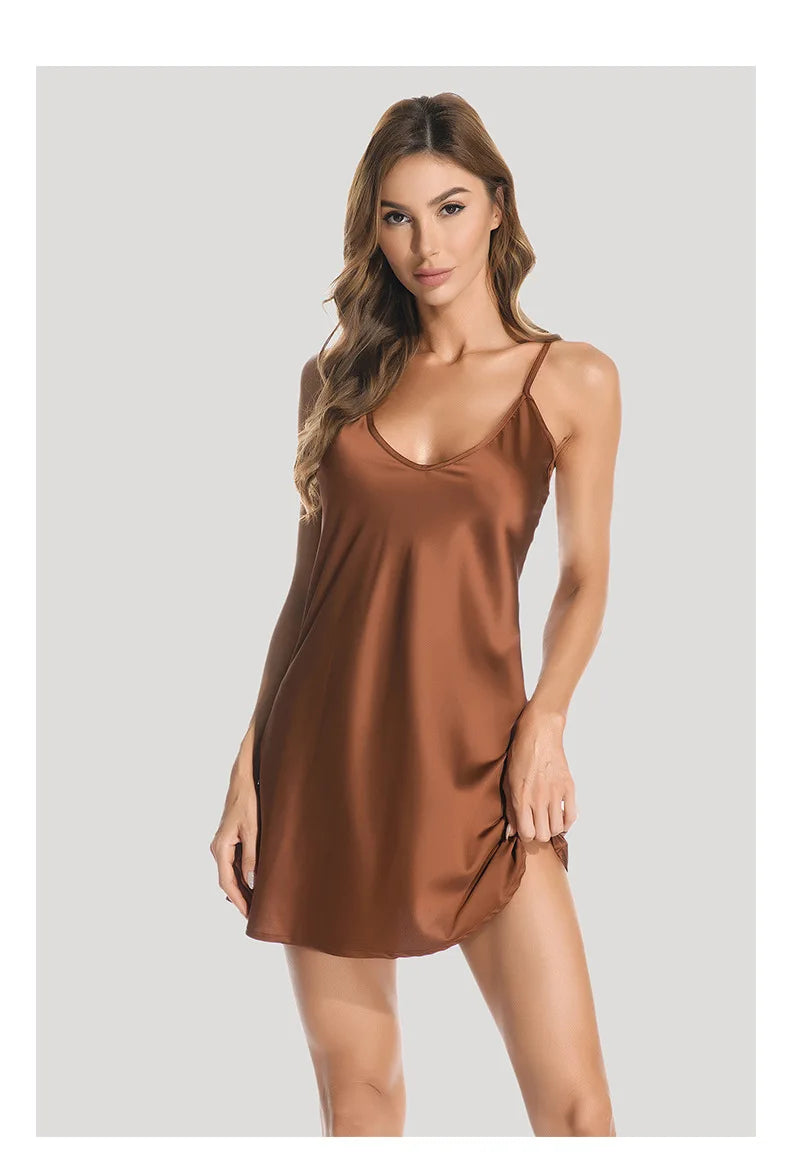 Women Deep V Silk Sleepwear