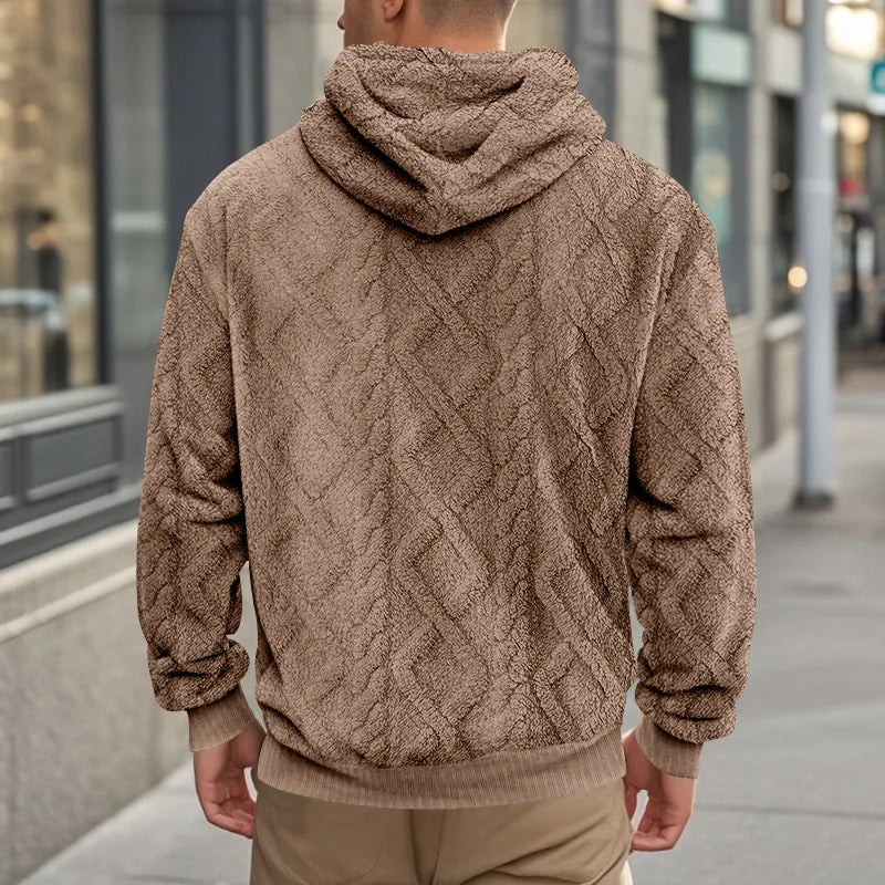 Men Velvet Hooded Pullover Sweater