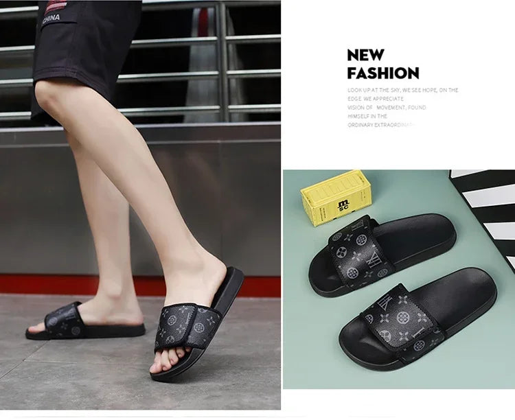 Men Genuine Leather Summer Sandals Slippers