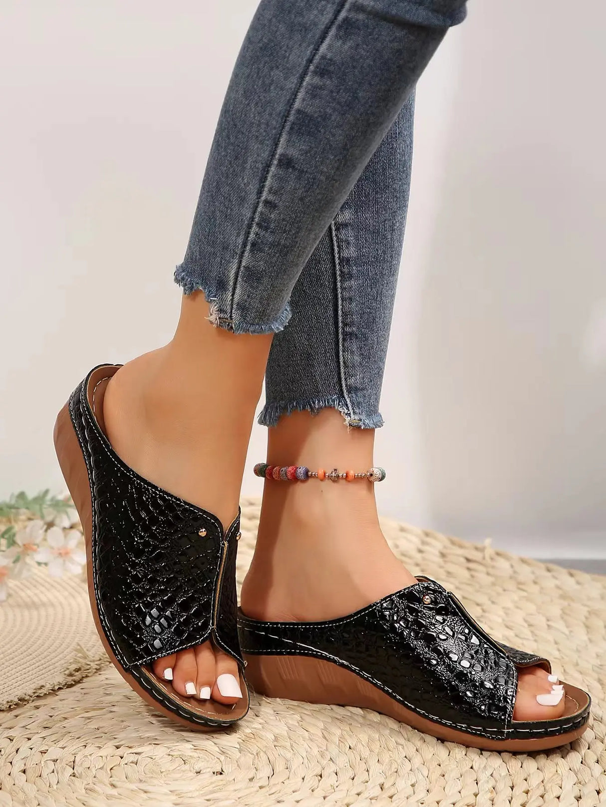 Women Huarache Wedge Sandals Summer Slides