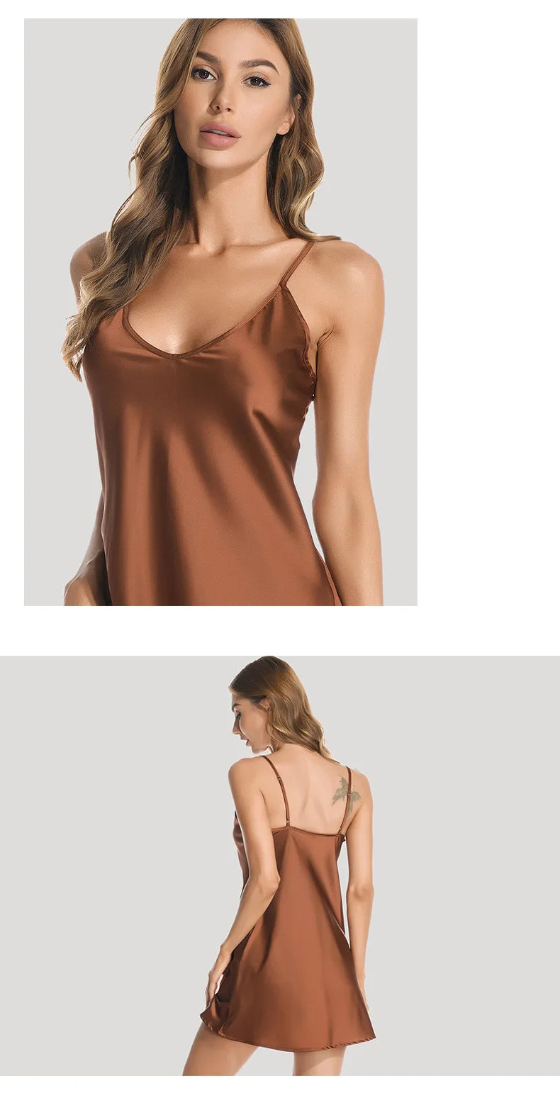 Women Deep V Silk Sleepwear