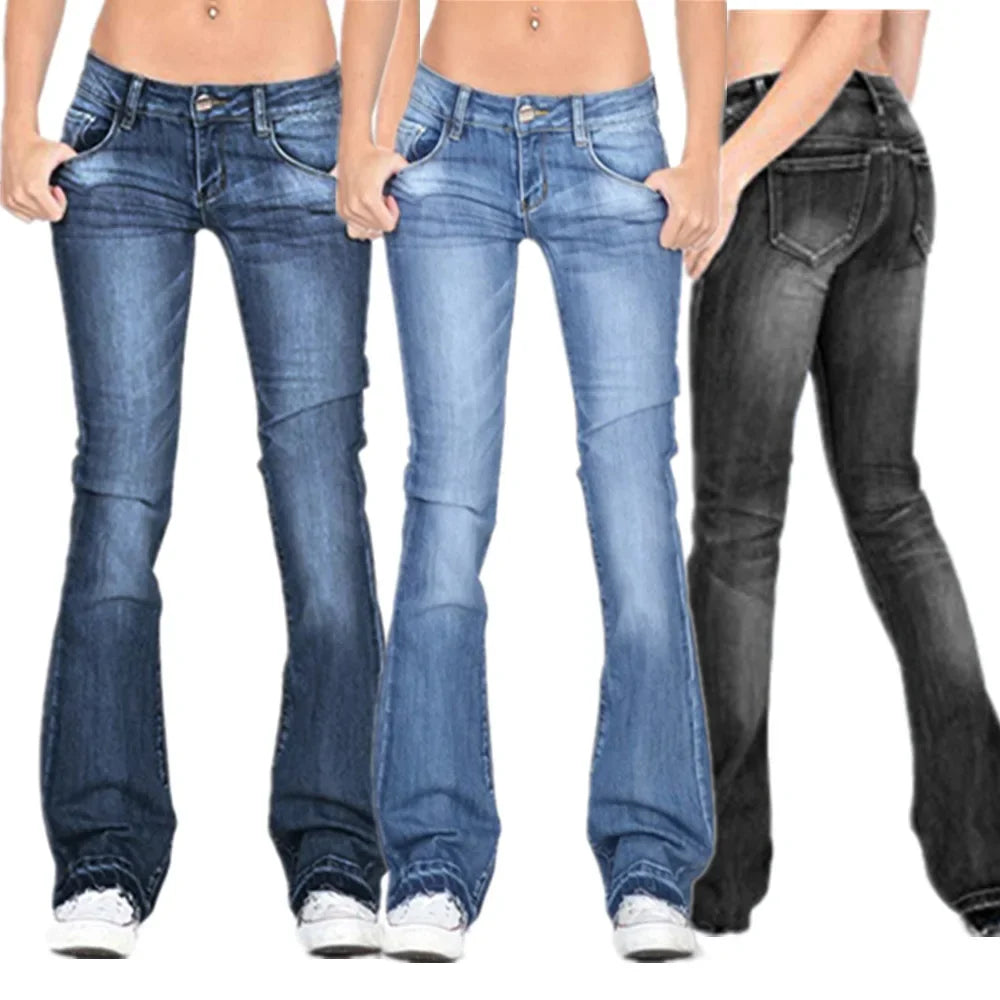 Women Washed Flare Fit Denim Pants