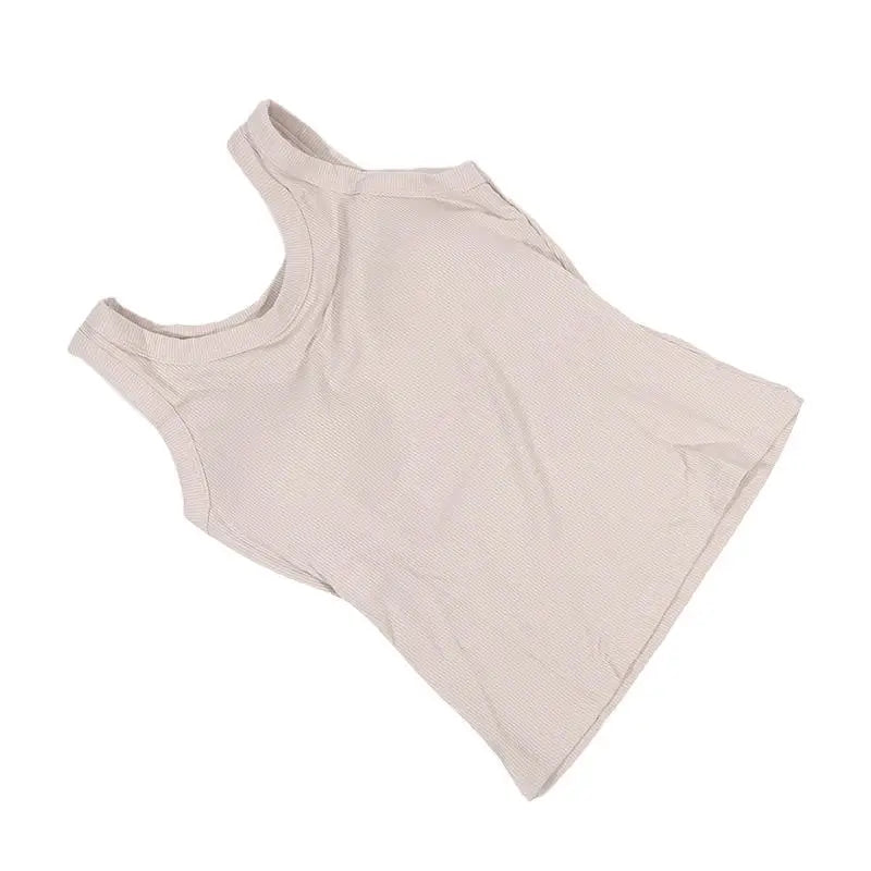 SlimCotz™ padded cotton spaghetti camisole in light beige, summer slim fit, breathable women's vest.