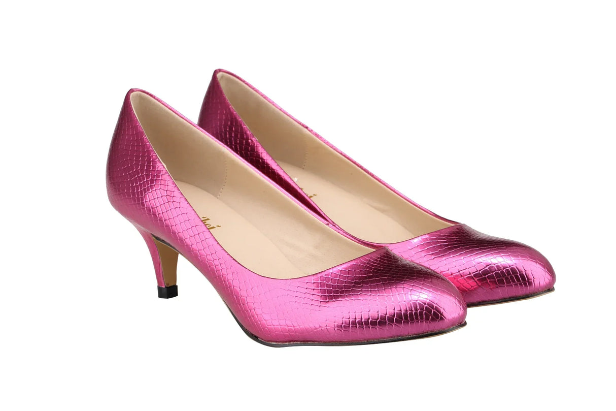 5cm Crocodile Pumps – Low Heel Red Heels 2025