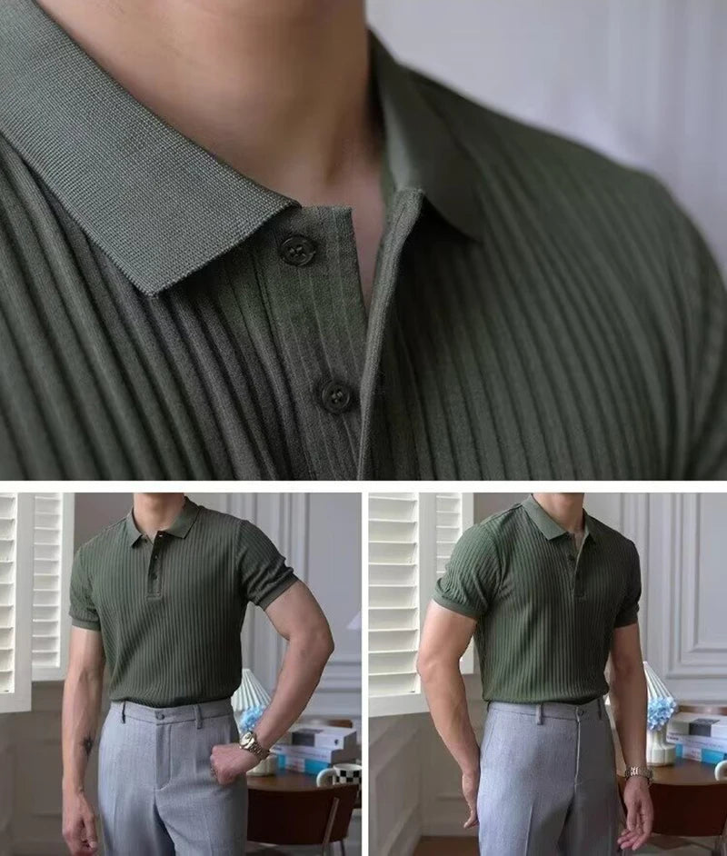 Men Stripe Polo Shirt