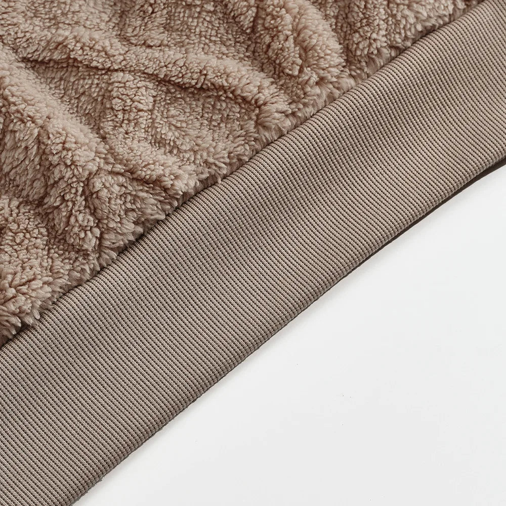 Men Velvet Hooded Pullover Sweater