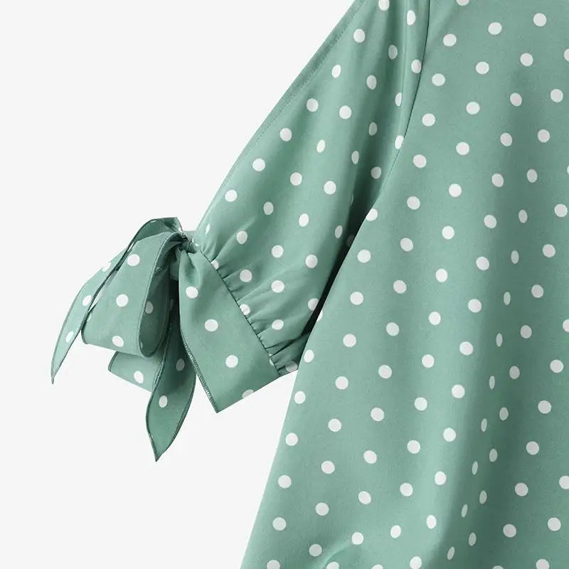 Women Polka Dot Oversize Tunic Top