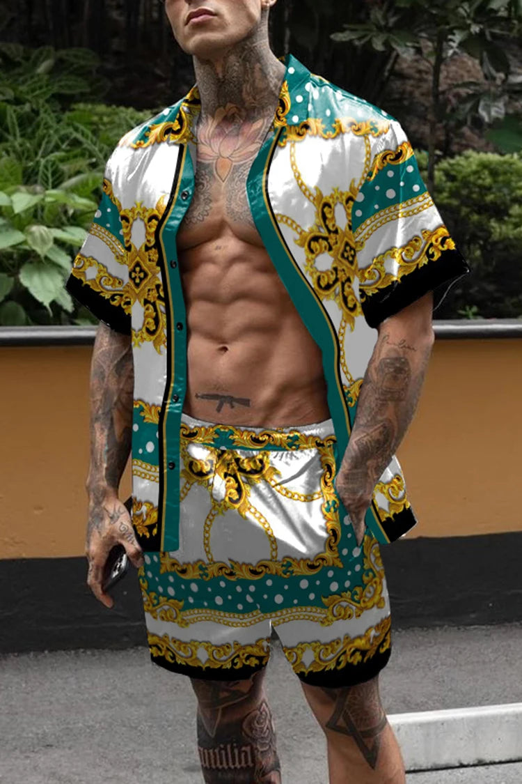 Men Hawaiian Floral Shorts Set